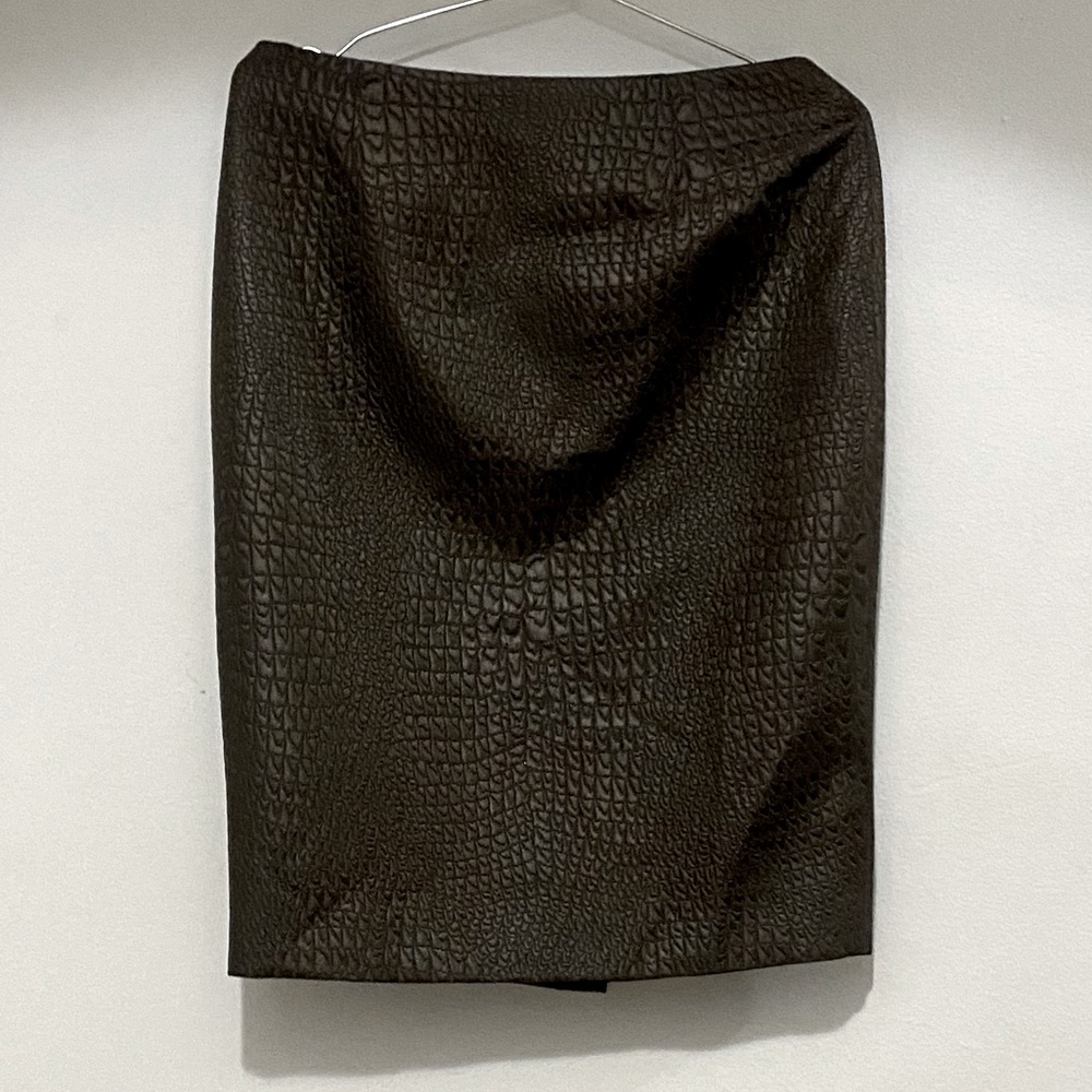 Chado by Ralph Rucci brown faux alligator print skirt